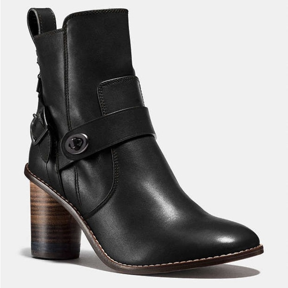 COACH Moto Bootie Heel LEATHER ankle boots size 6.5